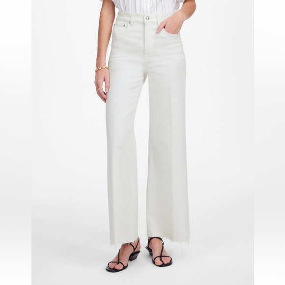 Madewell Flared Wide-Leg Crop Jeans Women's Size 29 in Pure White raw hem NEW - Picture 1 of 15